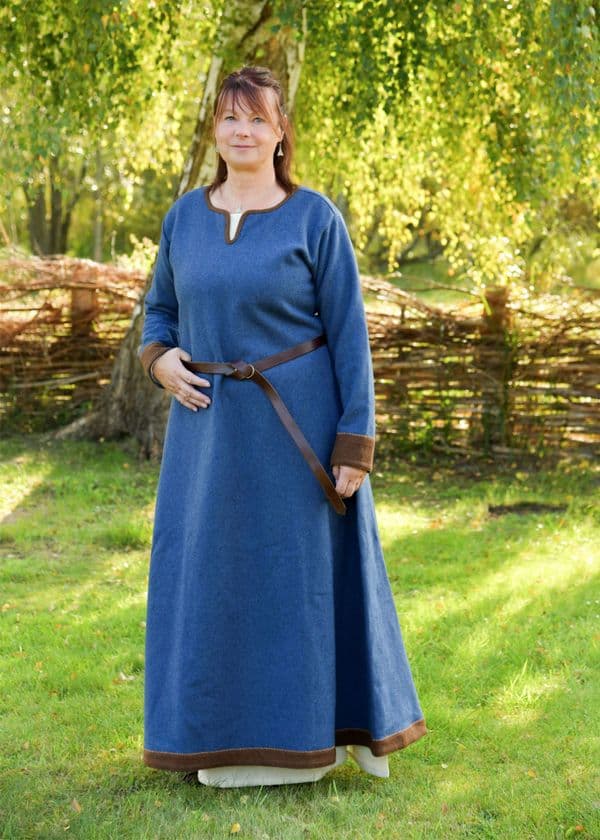 Viking Dress, Wool - Blue-Brown
