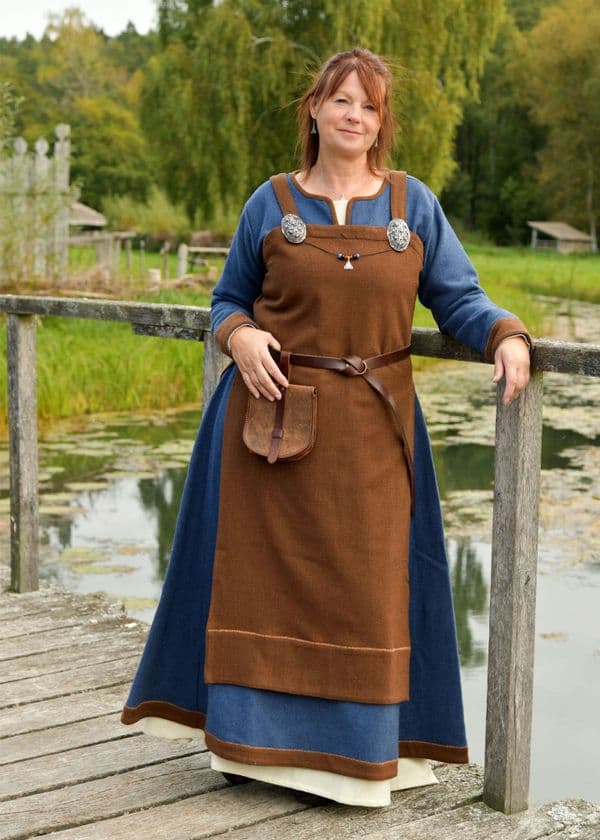 Viking Dress, Wool - Blue-Brown