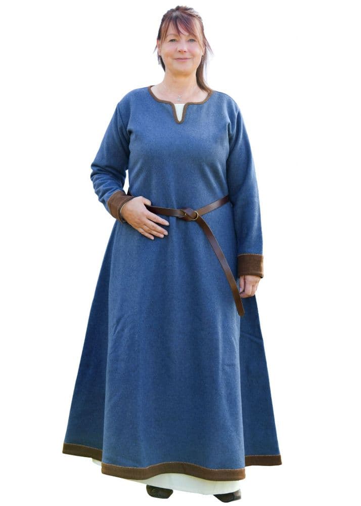 Viking Dress, Wool - Blue-Brown