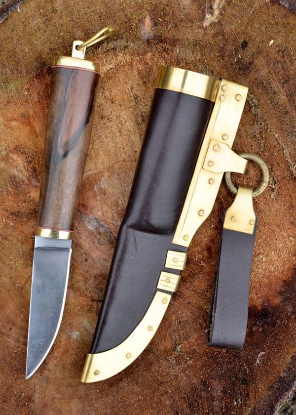 Viking Knife with Walnut Grip and Leather Sheath