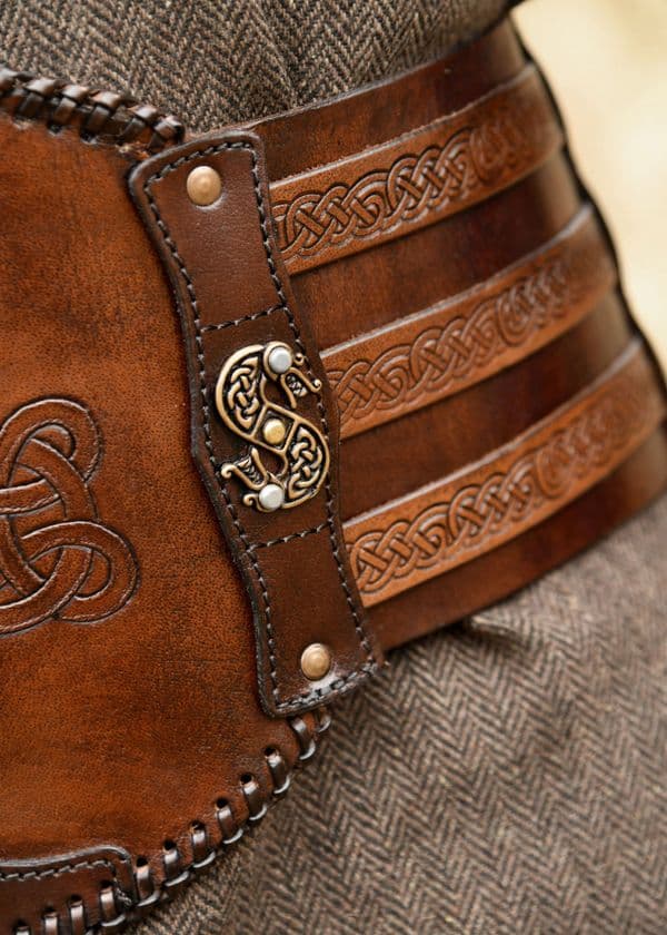 Viking Leather Belt with Embossing