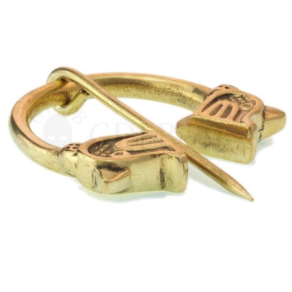 Viking Penannular Brooch, Brass with Two Dragons Heads