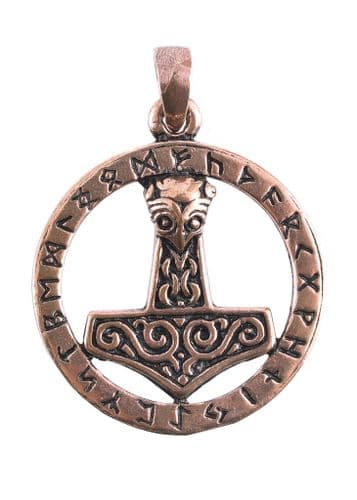 Viking Pendant- Thors Hammer with Runes