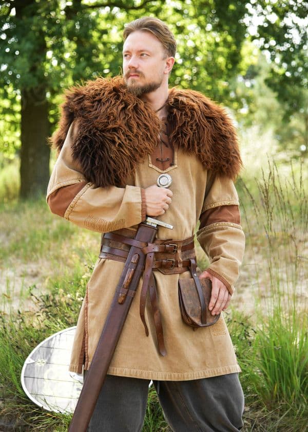 Viking Tunic - Worn Look - Beige-Brown
