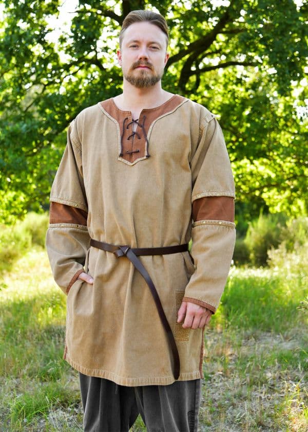 Viking Tunic - Worn Look - Beige-Brown
