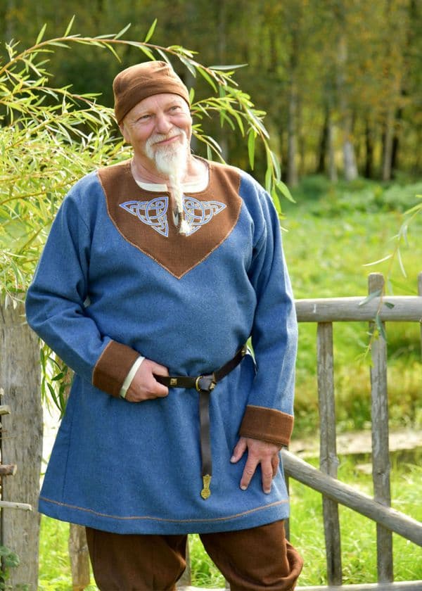 Viking Wool Tunic, Blue-Brown