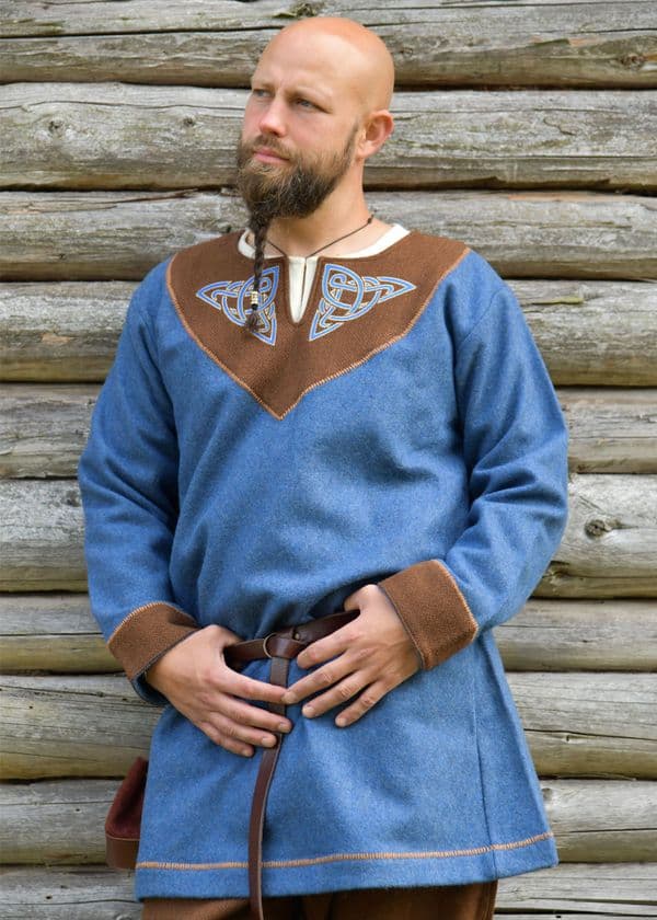 Viking Wool Tunic, Blue-Brown