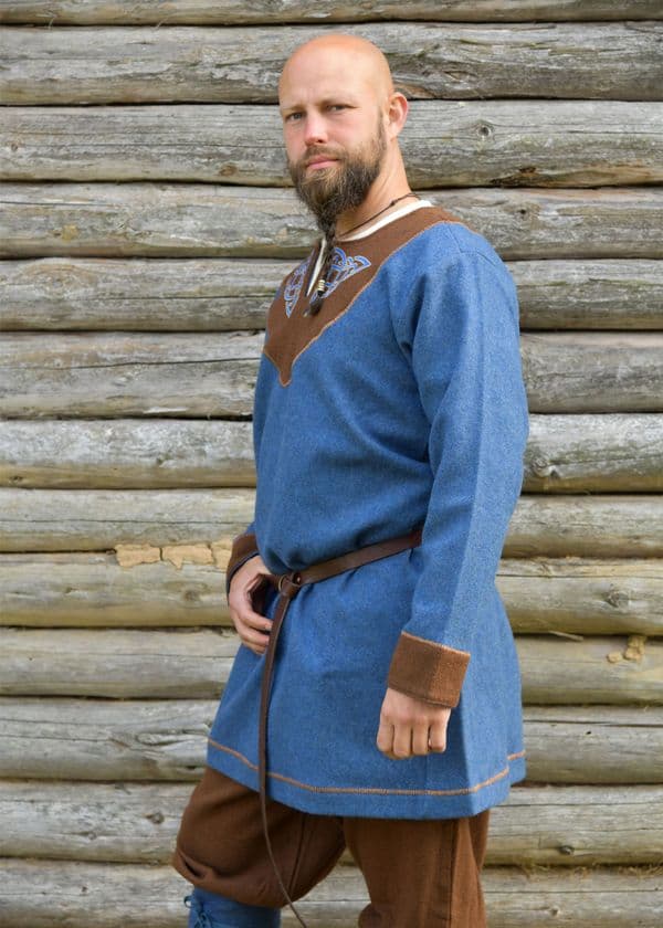 Viking Wool Tunic, Blue-Brown