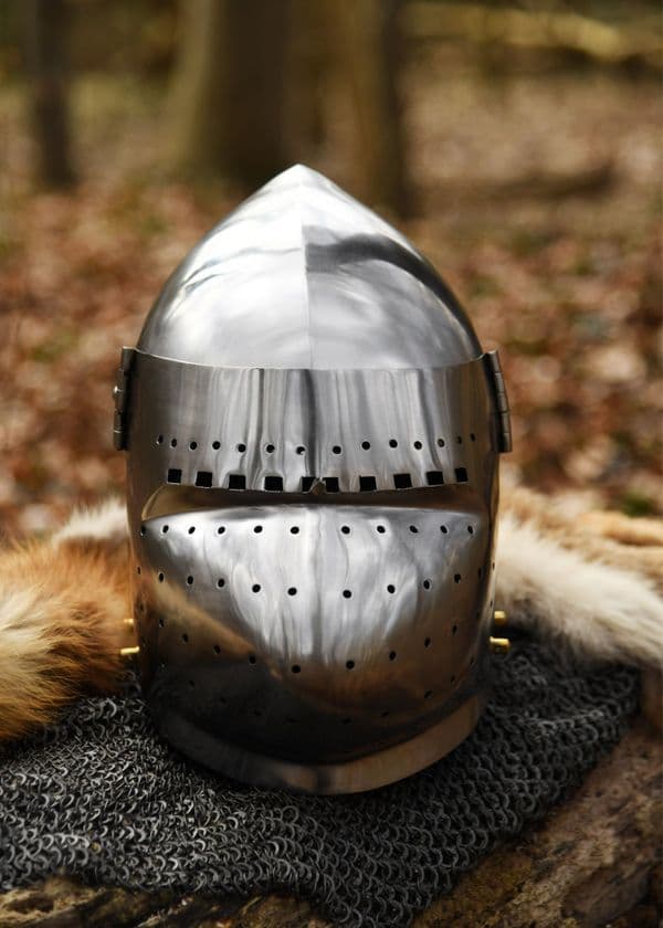 Visored Bascinet- 14th C 2mm Steel