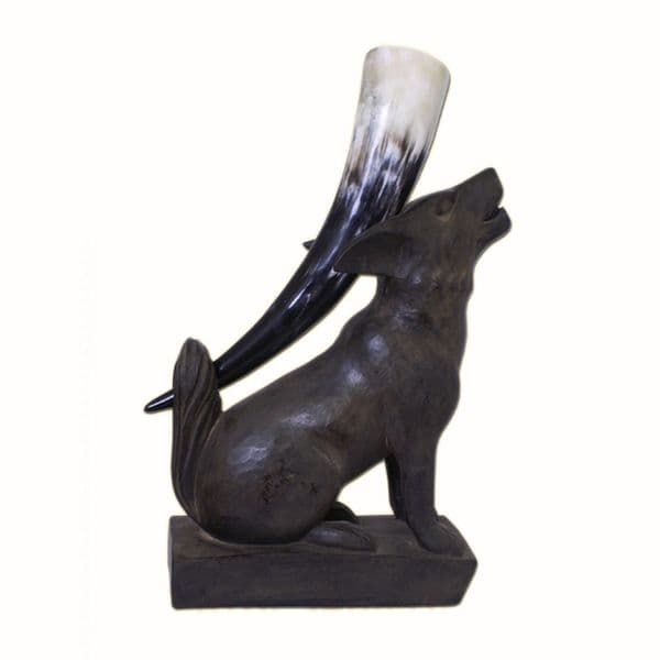 Wolf Drinking Horn Stand Brown