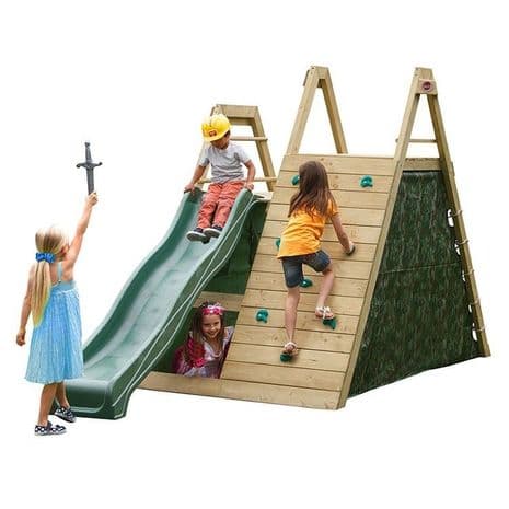 Camouflage Kids Rock Wall and Slide Timber Climbing Frame