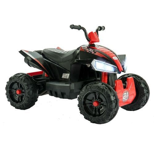 Childs Black & Red 12v Battery-Powered Ride On Suspension Quad