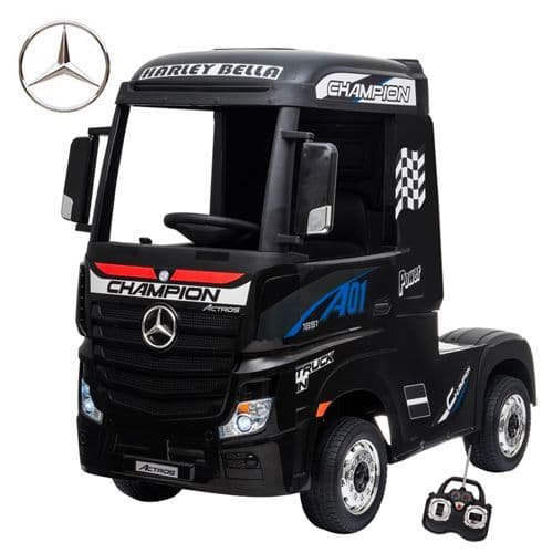 Childs Mercedes 12V Black Ride-in Lorry Truck with Remote