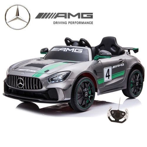 Childs Official Silver Mercedes AMG GT4 Ride On 12v Track Car