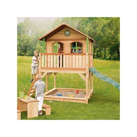 Fritton Playhouse - Jumbo Kids Wooden Wendy House with Wavy Slide and Sandpit