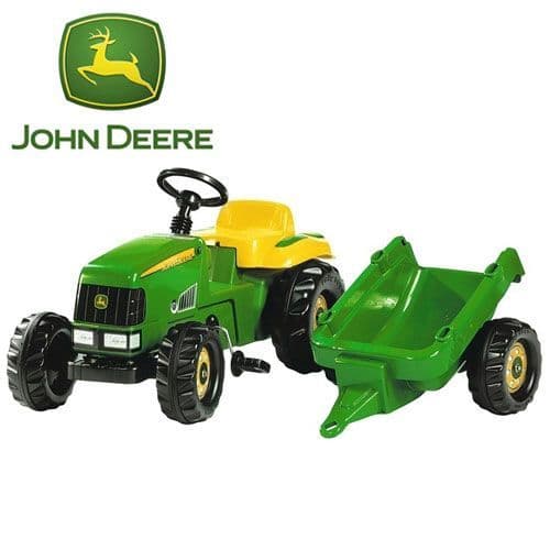 John Deere Style Childs Ride On Pedal Tractor and Trailer