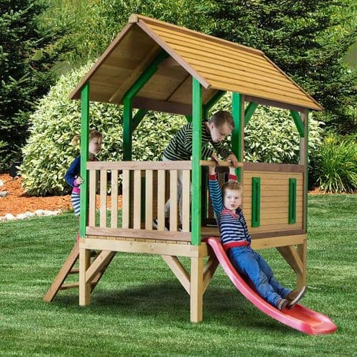 Jungle Outpost Wooden Playhouse With Slide