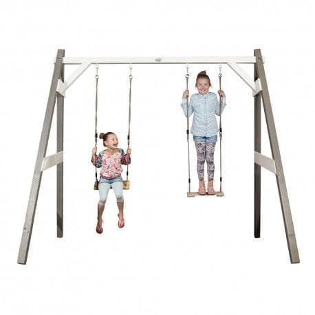 Norfolk Grey/White Painted Wooden Double Swing Set