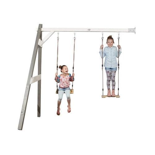 Norfolk Grey/White Painted Wooden Double Wall Mount Swing Set