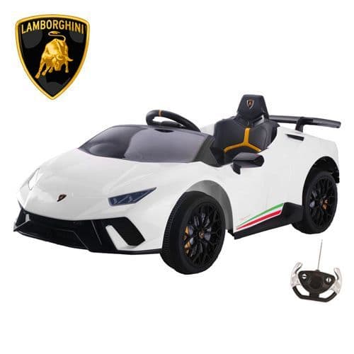 Official White Lamborghini Huracan 12v Childs Battery-Powered Car