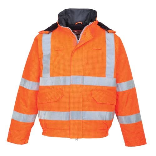 Bizflame Rain Hi-Vis Antistatic FR Bomber Jacket Orange