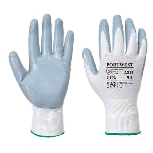 Flexo Grip Nitrile Glove (with retail bag) Grey/White
