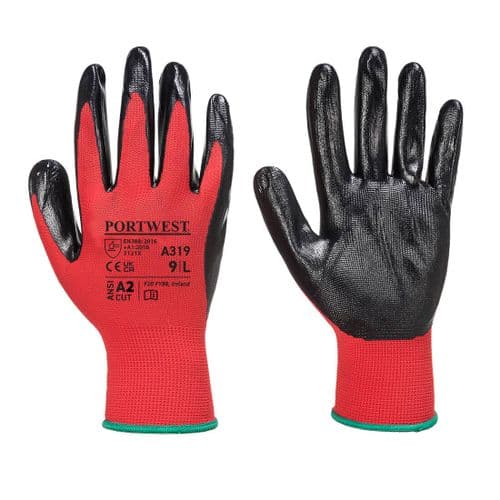 Flexo Grip Nitrile Glove (with retail bag) Red/Black