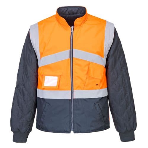 Hi-Vis 2-Tone Jacket - Reversible Orange/Navy