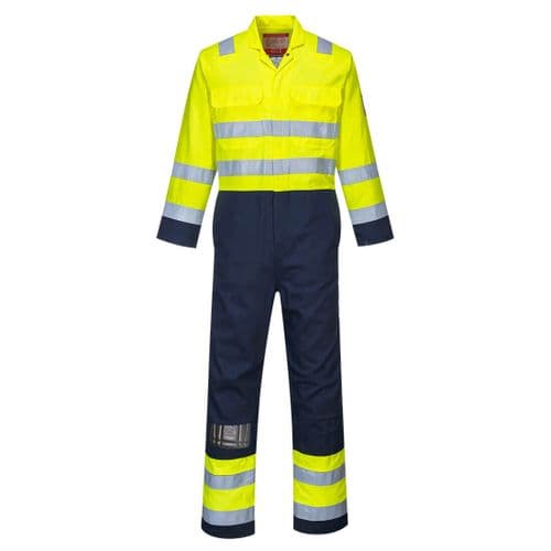Hi-Vis Anti-Static Bizflame Pro Coverall Yellow/Navy