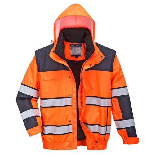 Hi-Vis Classic Bomber Jacket Orange/Navy