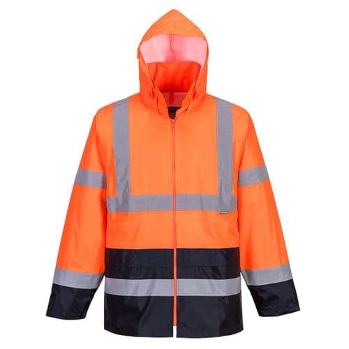 Hi-Vis Classic Contrast Rain Jacket Orange/Navy