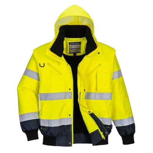 Hi-Vis Contrast Bomber Jacket Yellow/Navy