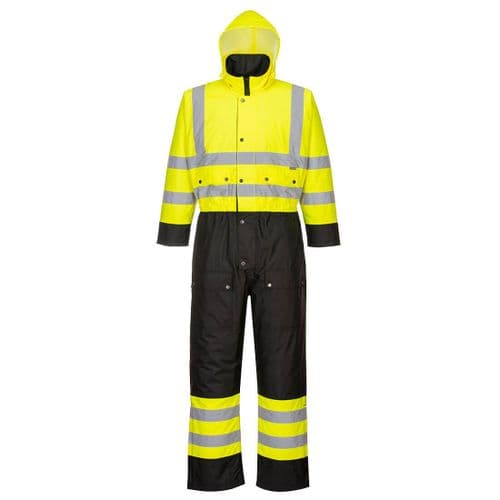 Hi-Vis Contrast Coverall - Lined Yellow/Black