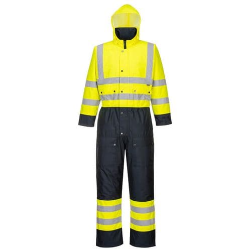 Hi-Vis Contrast Coverall - Lined Yellow/Navy
