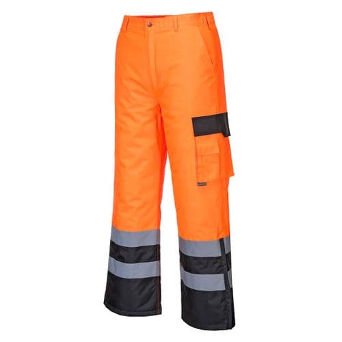 Hi-Vis Contrast Trousers - Lined Orange/Black