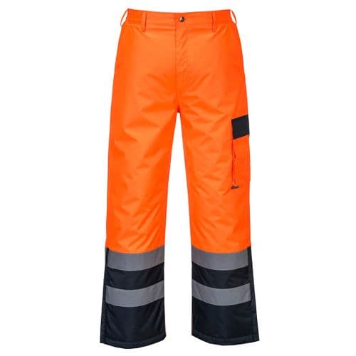 Hi-Vis Contrast Trousers - Lined Orange/Navy