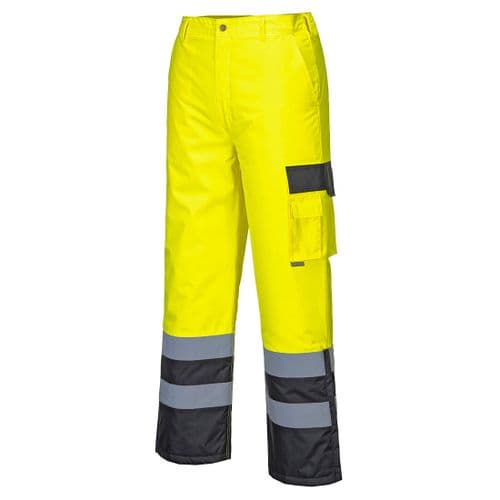 Hi-Vis Contrast Trousers - Lined Yellow/Black