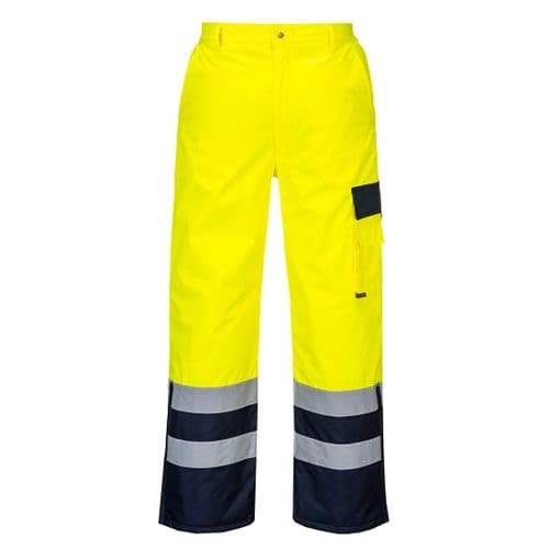 Hi-Vis Contrast Trousers - Lined Yellow/Navy