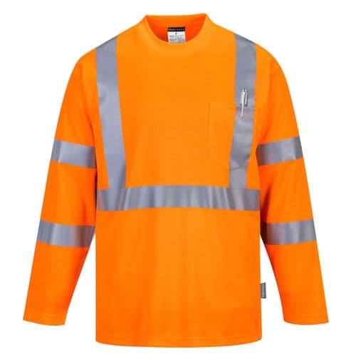 Hi-Vis Long Sleeve Pocket T-Shirt Orange