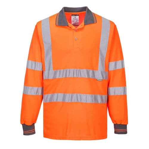 Hi-Vis Long Sleeved Polo Orange