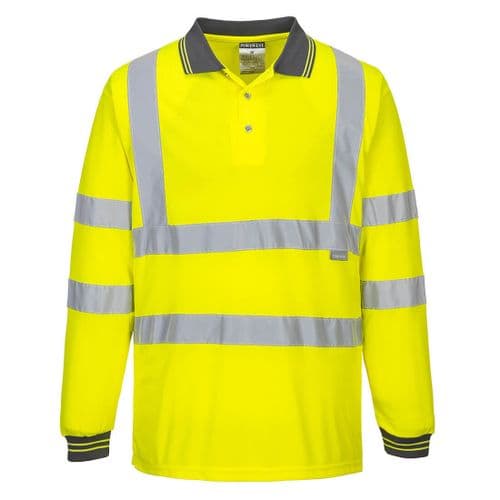 Hi-Vis Long Sleeved Polo Yellow