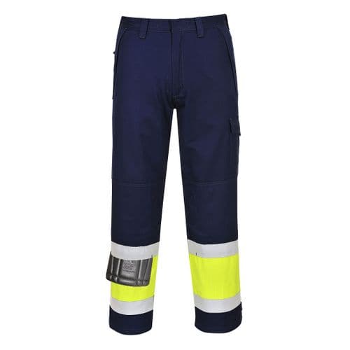 Hi-Vis Modaflame Trouser Yellow/Navy Tall