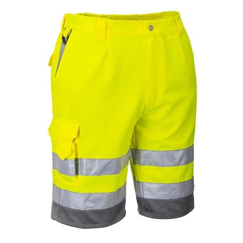Hi-Vis Poly-cotton Shorts Yellow/Grey