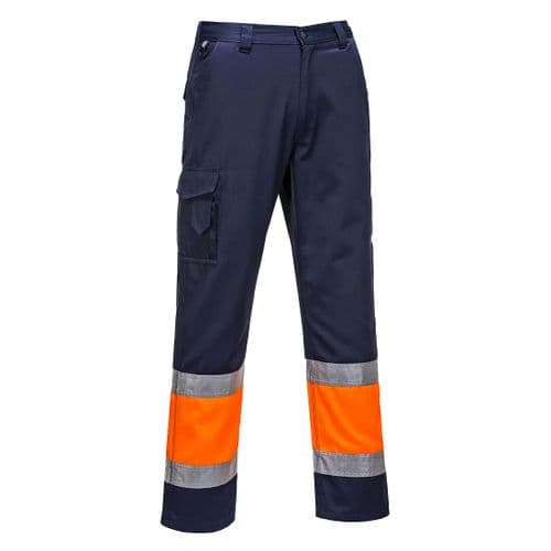Hi-Vis Two Tone Combat Trousers Orange/Navy
