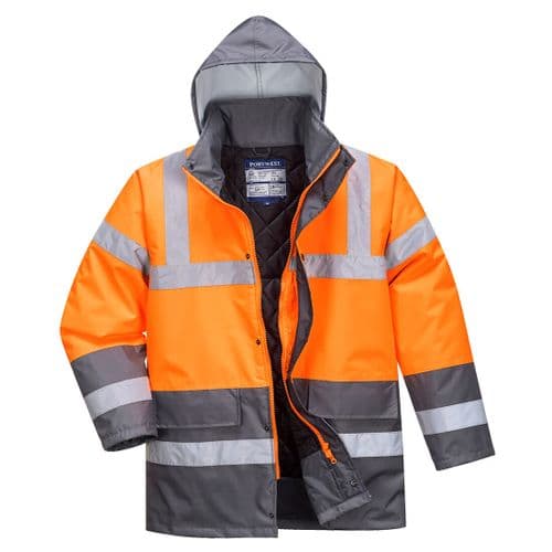 Hi-Vis Two Tone Traffic Jacket Orange/Grey