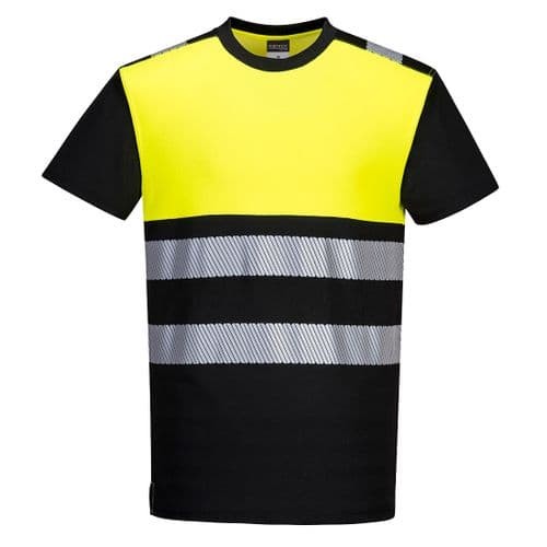 PW3 Hi-Vis Class 1 T-Shirt Black/Yellow