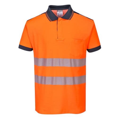 PW3 Hi-Vis Polo Shirt S/S Orange/Navy
