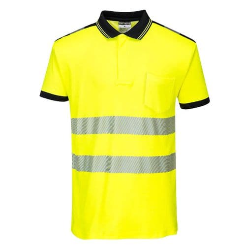 PW3 Hi-Vis Polo Shirt S/S Yellow/Black