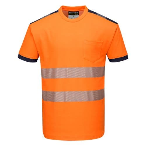 PW3 Hi-Vis T-Shirt S/S Orange/Navy