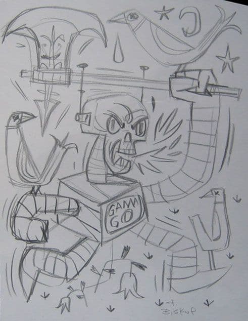 Original Sketch Deathbot Axe
